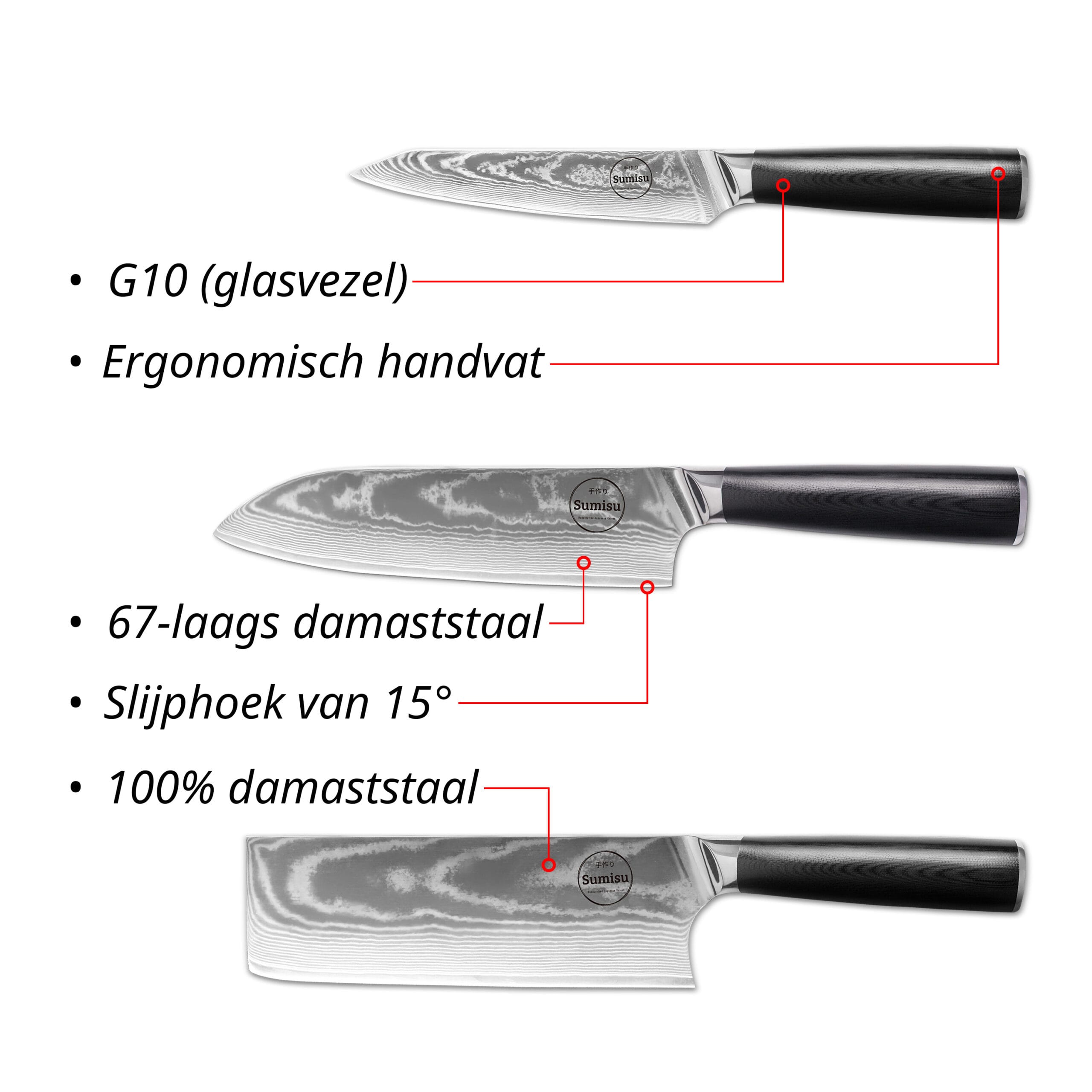 Sumisu Knives 3-delig Black - hobbykok USP Sumisu Knives 3-delig Black - hobbykok USP